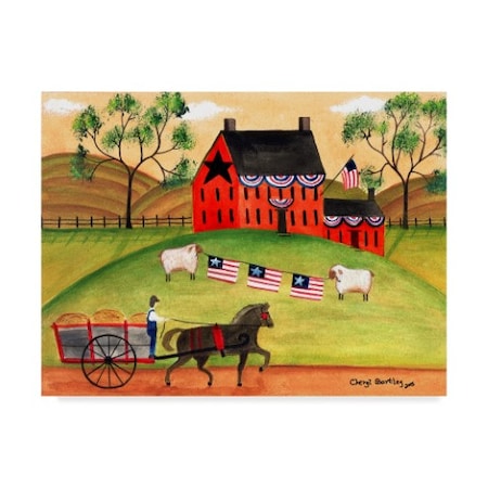Cheryl Bartley 'Primitive Americana Sheep' Canvas Art,24x32